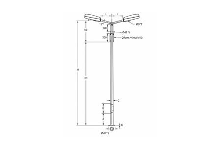 Octagonal Street Lighting Poles With Angled Bracket