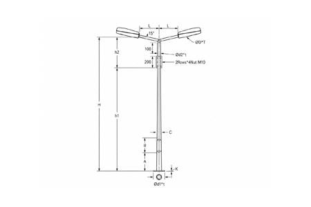 Round Street Lighting Poles With Angled Bracket
