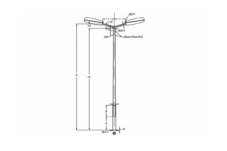 Round Street Lighting Poles With Curved Bracket