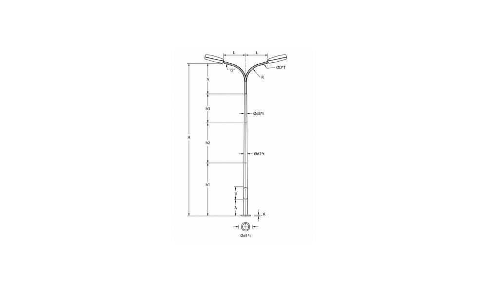 Stepped Street Lighting Poles With Curved Arm