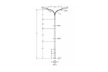 Stepped Street Lighting Poles With Curved Arm