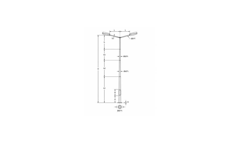 Stepped Street Lighting Poles With Angled Arm