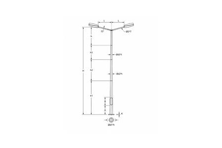 Stepped Street Lighting Poles With Angled Arm